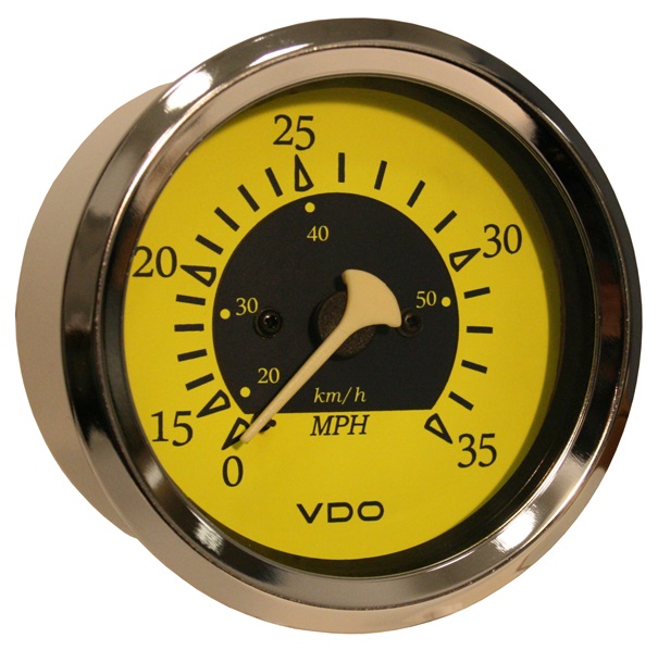 260-14755 - VDO Cockpit Marine Yellow-Blue Pitot Speedometer 35MPH