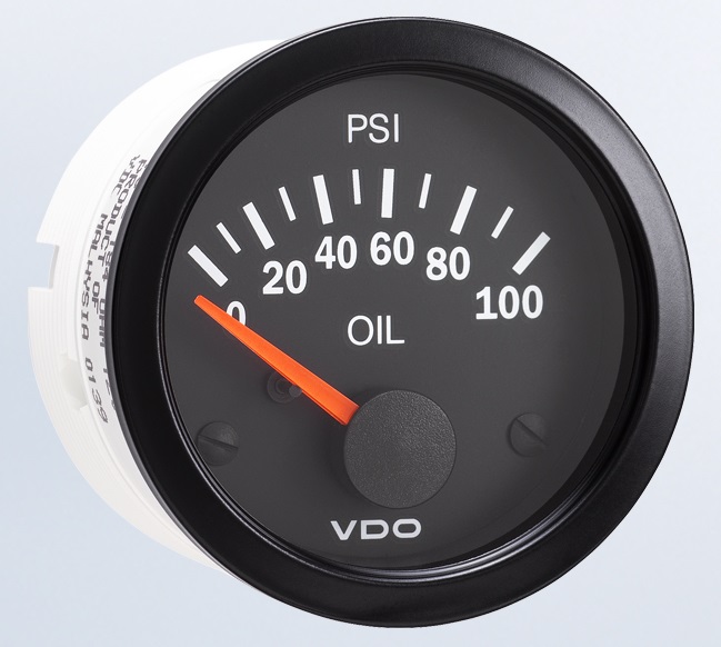 350-107 - VDO Pressure Gauge 100 psi Oil Vision Black