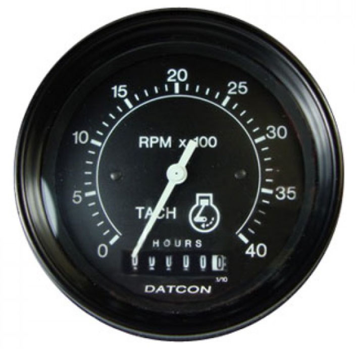 24V B Tachometer/Hourmeter 0-4000 RPM Alternator Black Bezel
