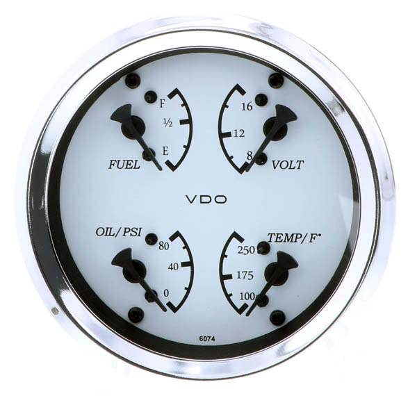 110-15800 - VDO Cockpit Marine 4 in 1 Gauge Oil Pressure Water Temperature Fuel Level Voltmeter