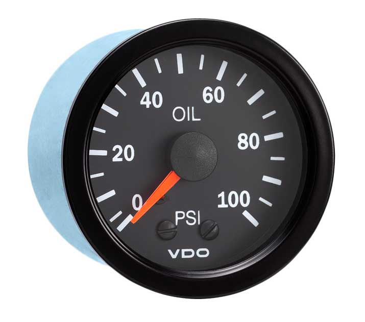 150-1072 - VDO Vision Black 100PSI Mechanical Oil Pressure Gauge