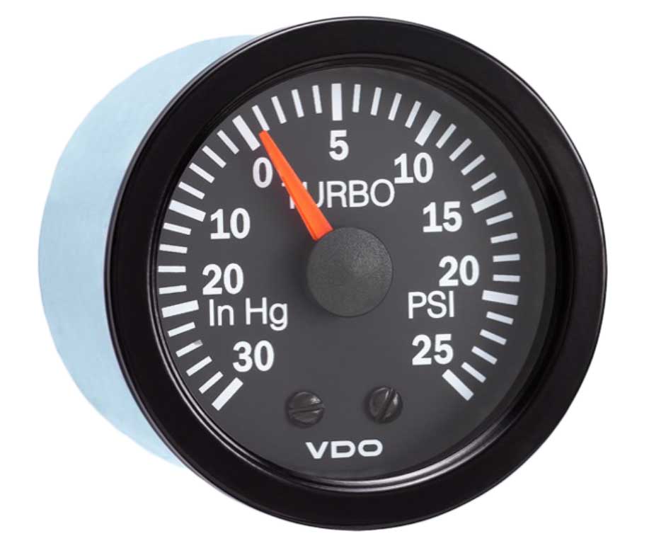 150-1212 - VDO Vision Black 30 HG-25PSI Turbo Gauge