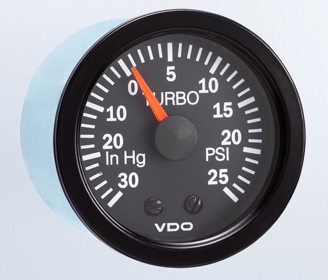 150-1212 - VDO Vision Black 30 HG-25PSI Turbo Gauge