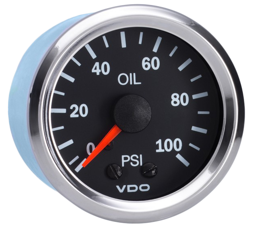 150-197 - VDO Vision Chrome Pressure Gauge Mechanical 100PSI Oil