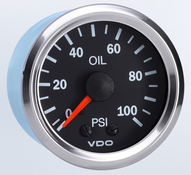 150-1971 - VDO Vision Chrome 100PSI Mechanical Oil Pressure Gauge