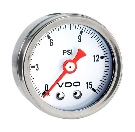 153-002 - VDO Direct Mount 15PSI Mechanical Pressure Gauge