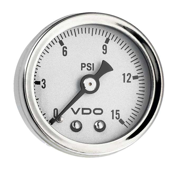 153-110 - VDO Direct Mount 15PSI Mechanical Pressure Gauge