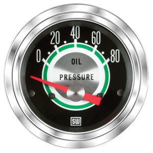 306BB - Stewart Warner Green Line Oil Pressure Gauge 0-80PSI