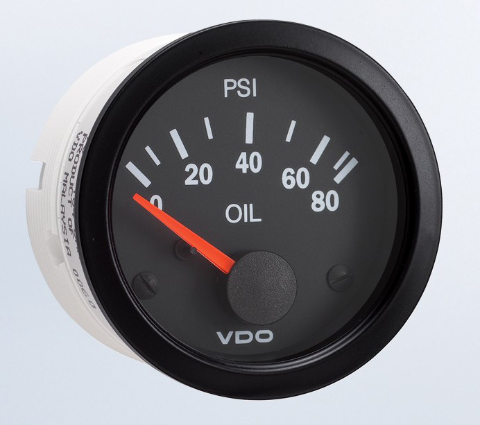 350-1041 - VDO Vision Black 80PSI Oil Pressure Gauge