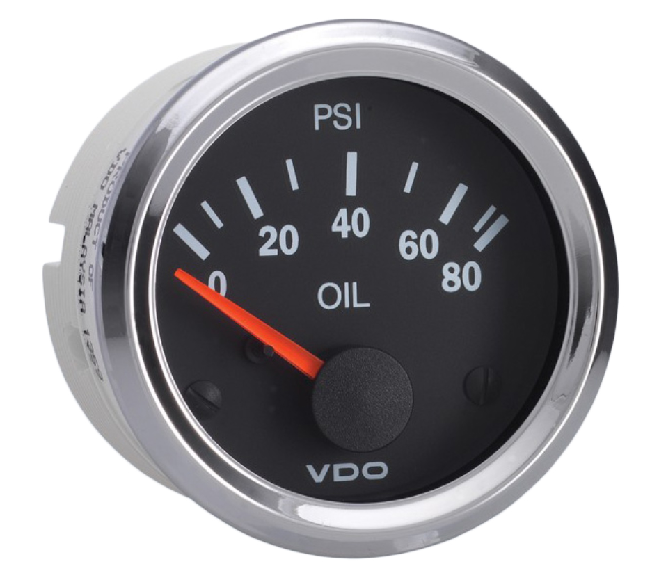 350-194 - VDO Pressure Gauge 80 psi Oil Vision Chrome