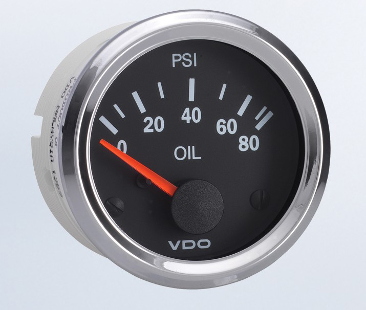 350-1942 - VDO Vision Chrome 80PSI Oil Pressure Gauge