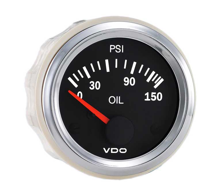 350-198 - VDO Pressure Gauge 150 psi Oil Vision Chrome