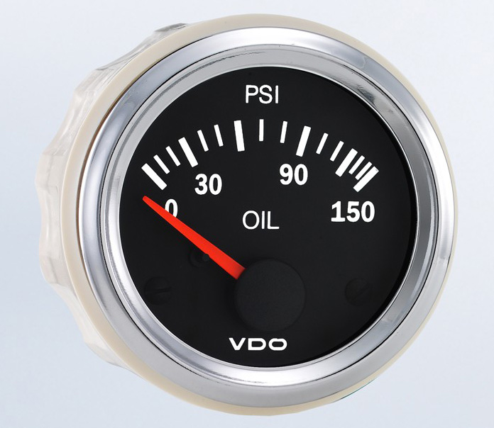 350-198 - VDO Pressure Gauge 150 psi Oil Vision Chrome