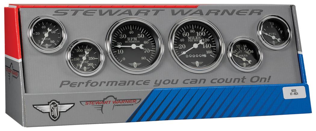 82225 - Stewart Warner Kit 6-Gauge Wings Black