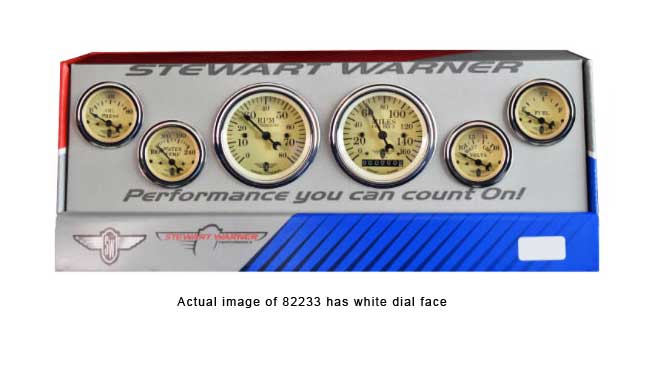 82233 - Stewart Warner 6 Gauges Kit Wings Series Analog Electrical REV E