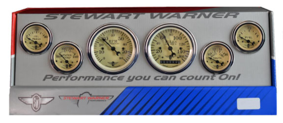 82267 - Stewart Warner 6 Gauges Kit Wings Series Beige Bezels Electrical