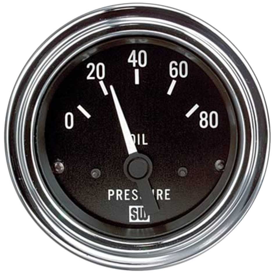 82304 - Stewart Warner Deluxe Oil Pressure Gauge 0-80PSI