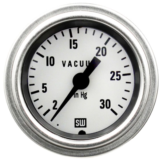 82328-WHT - Stewart Warner Vacuum Gauge mechanical Deluxe Series 30Hg