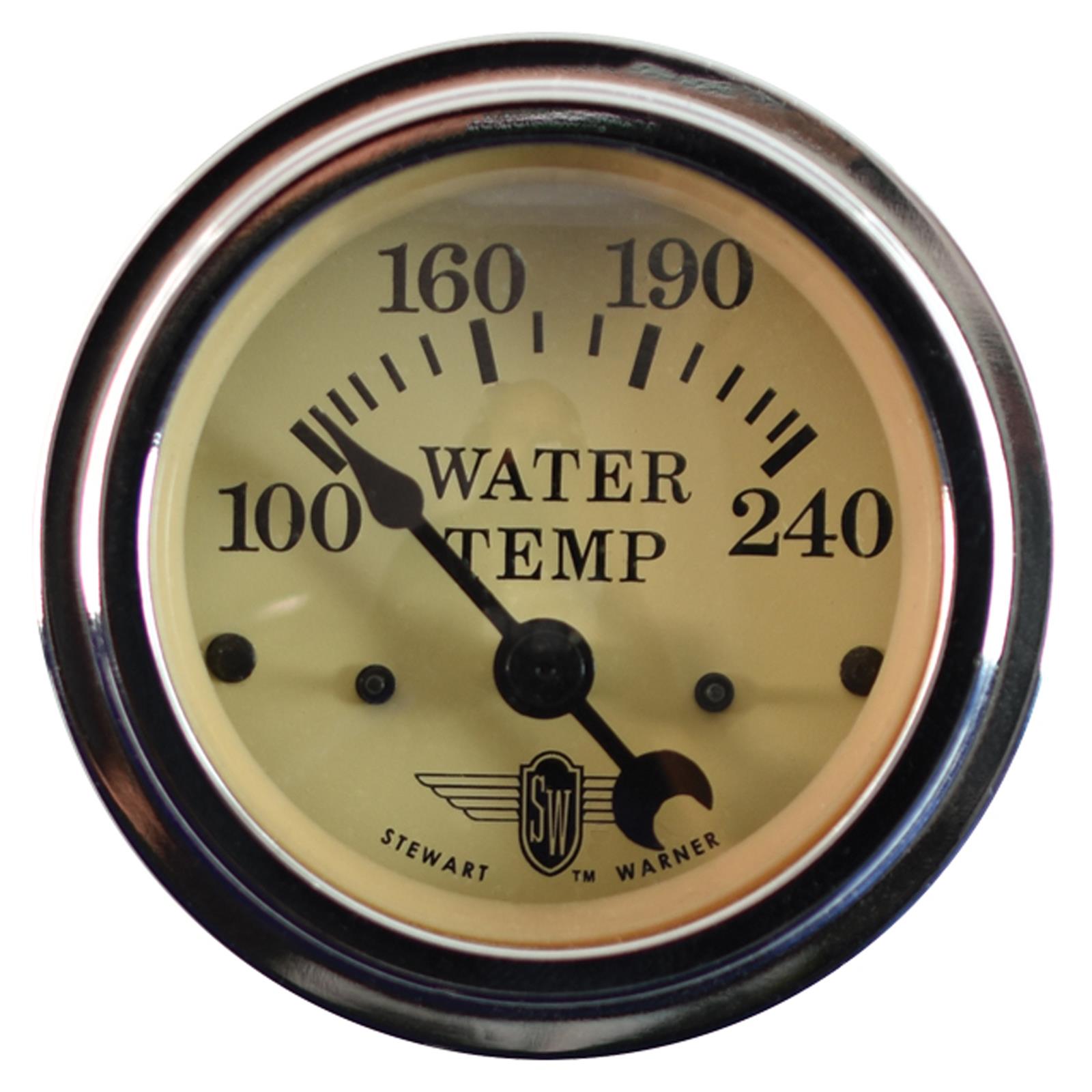 82477-BG - Stewart Warner Water Temperature Gauge electrical Wings Series 100-240F Chrome