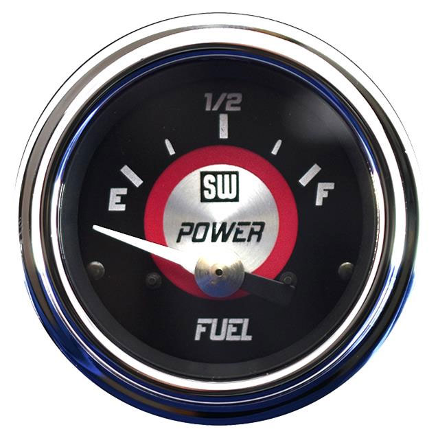 82538 - Stewart Warner Fuel Level Analog Gauge Power Series Electrical Diameter 12V Chrome