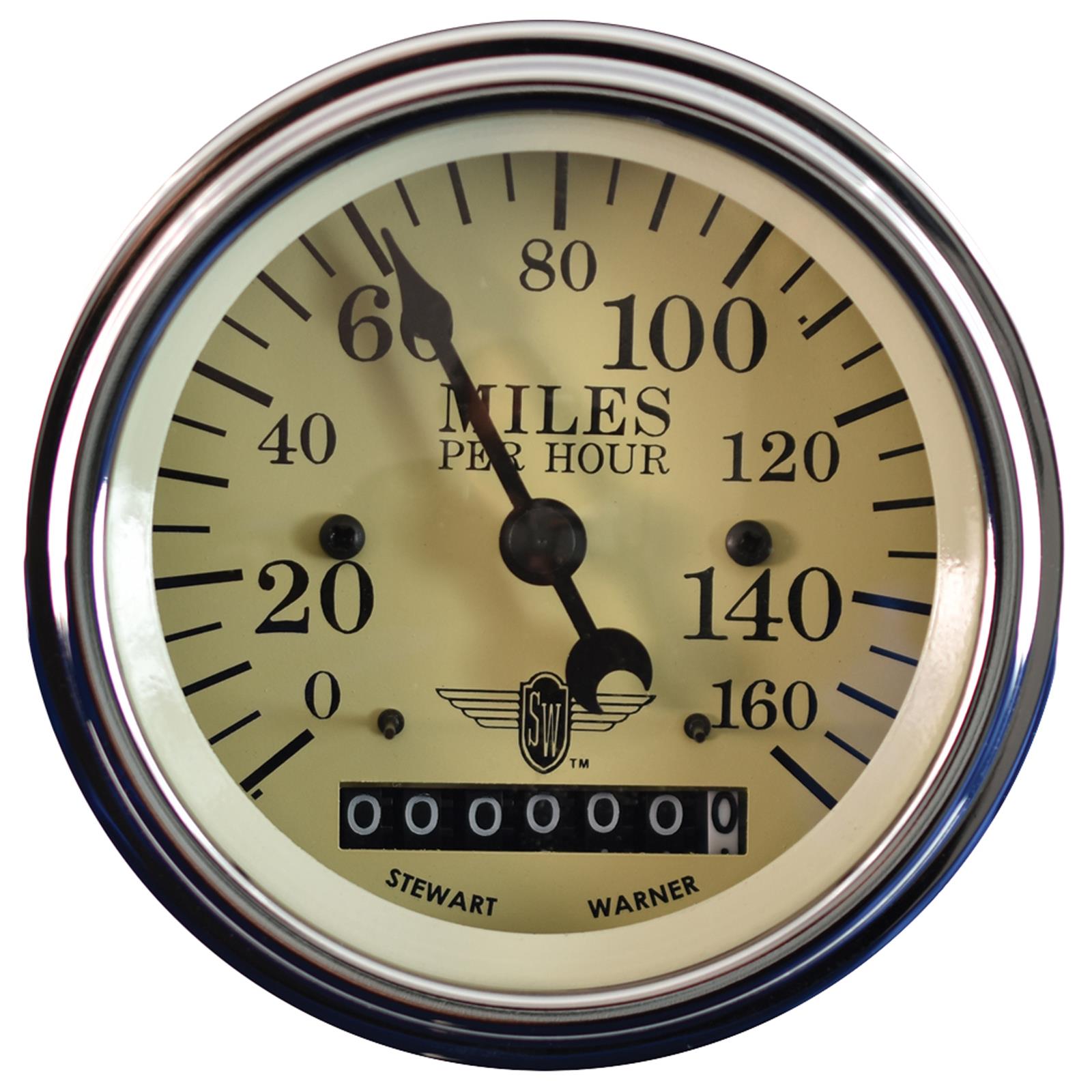 82661-BG - Stewart Warner Speedometer electrical Wings Series Beige 0-160 MPH