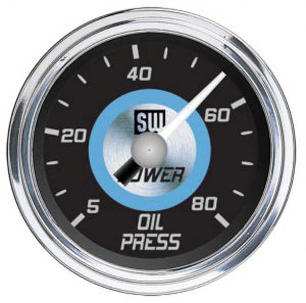 82763 - Stewart Warner Power Series Oil Pressure Gauge 0-80PSI
