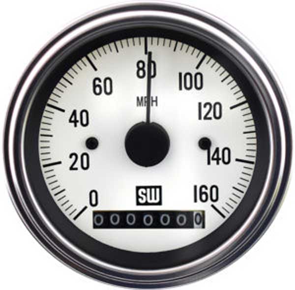 82961-WHT - Stewart Warner Deluxe Speedometer 0-160 MPH