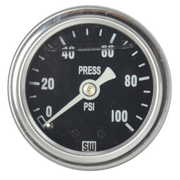 838140 - Stewart Warner Pressure Gauge Liquid Filled Deluxe Series 100PSI