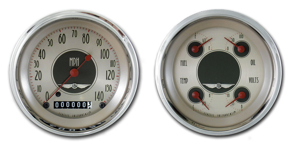 AN02SHC - Classic Instruments All American Nickel 2 gauge set Speedometer Quad (fuel temperature volt oil)
