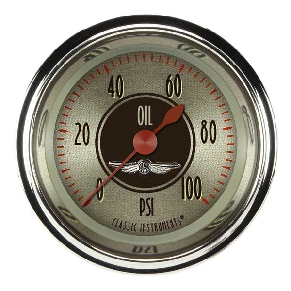 AN181SHC - Classic Instruments All American Nickel Oil Pressure Gauge 100PSI