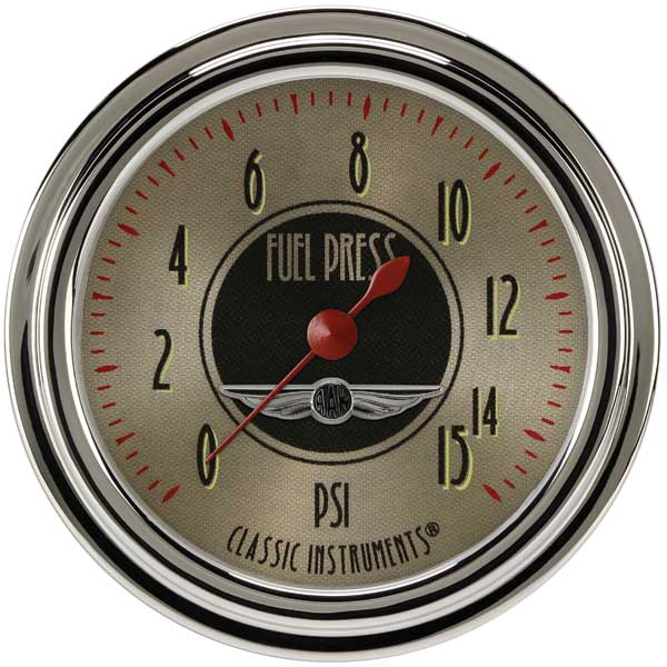 AN345SLC - Classic Instruments All American Nickel Fuel Pressure Gauge 15PSI