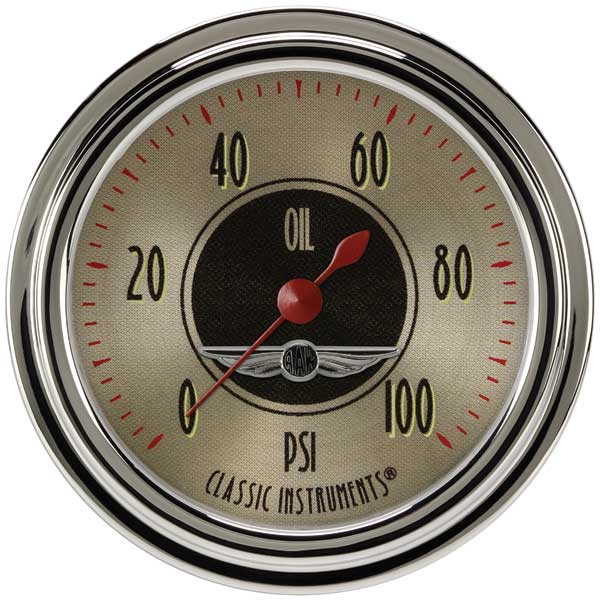 AN381SLC - Classic Instruments All American Nickel Oil Pressure Gauge 100PSI