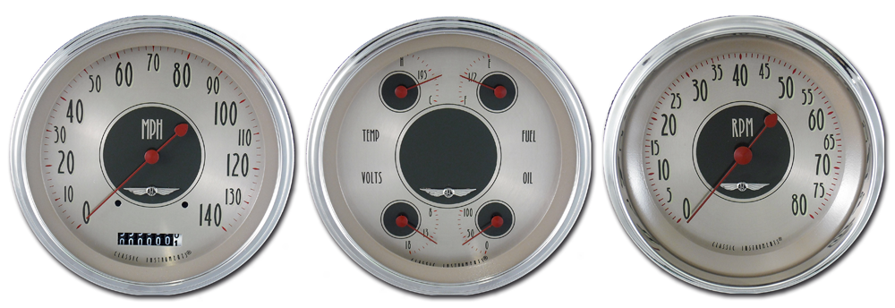 AN53SLC - Classic Instruments All American Nickel 3 gauge set Speedometer Quad Tachometer