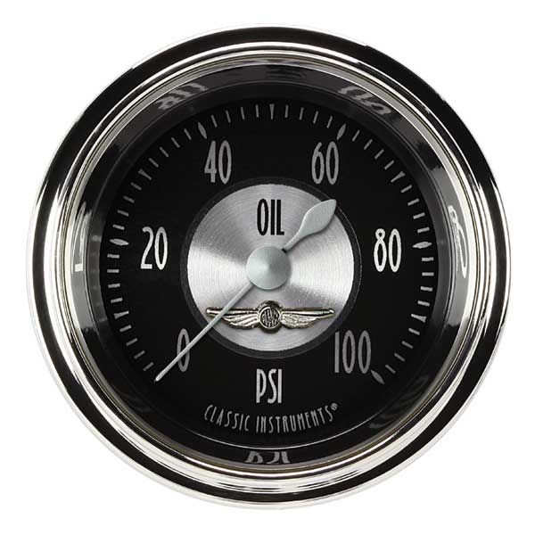 AT181SHC - Classic Instruments All American Tradition Oil Pressure Gauge 100PSI