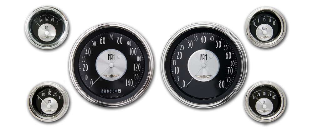 AT51SLC - Classic Instruments All American Tradition 6 gauge set Speedometer Tachometer Fuel Temperature Volt Oil