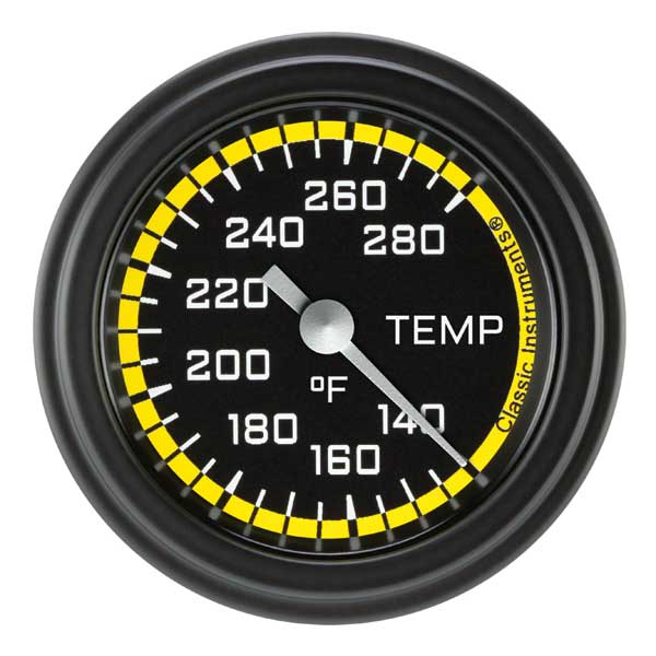 AX126YBLF-02 - Classic Instruments AutoCross Yellow Water Temperature Gauge