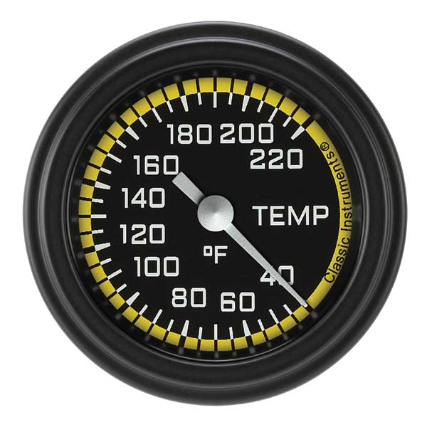 AX129YBLF - Classic Instruments AutoCross Yellow Stock Eliminator Temperature Gauge