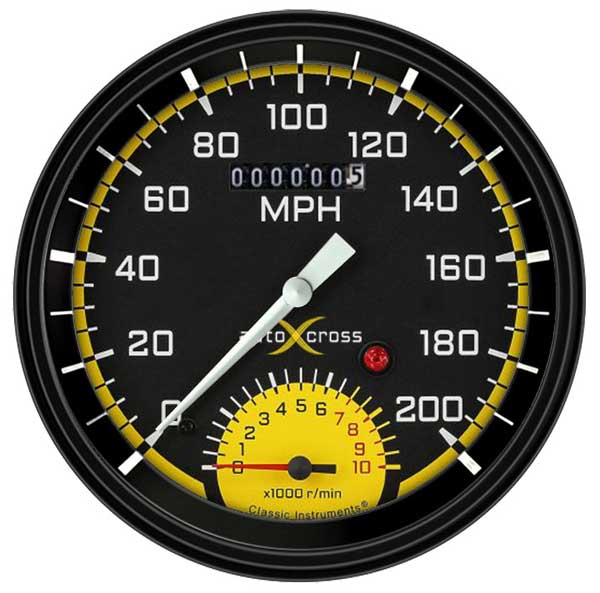 AX20YBLF - Classic Instruments AutoCross Yellow Ultimate-Speedometer-Tachometer Combination