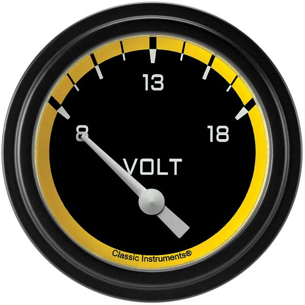 AX230YBLF - Classic Instruments AutoCross Yellow Volts Gauge