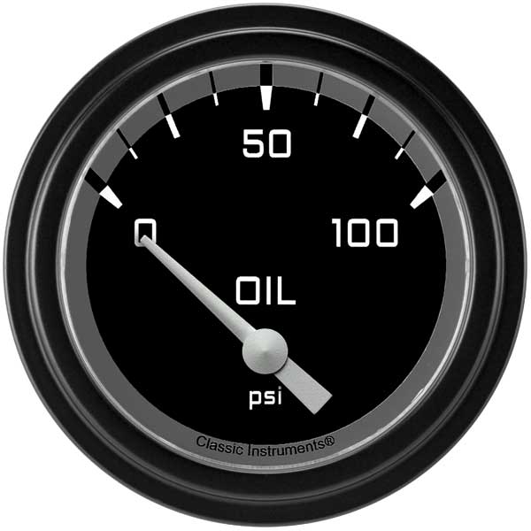 AX281GBLF - Classic Instruments AutoCross Gray Oil Pressure Gauge 100PSI