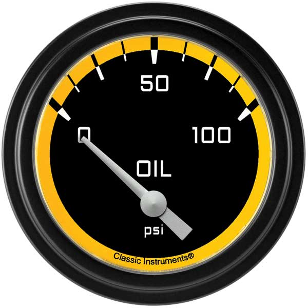 AX281YBLF - Classic Instruments AutoCross Yellow Oil Pressure Gauge 100PSI