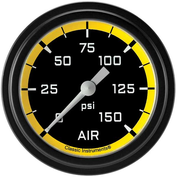 AX318YBLF - Classic Instruments AutoCross Yellow Air Pressure Gauge 150PSI