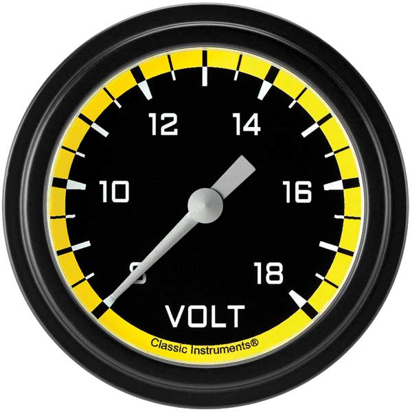 AX330YBLF - Classic Instruments AutoCross Yellow Volts Gauge