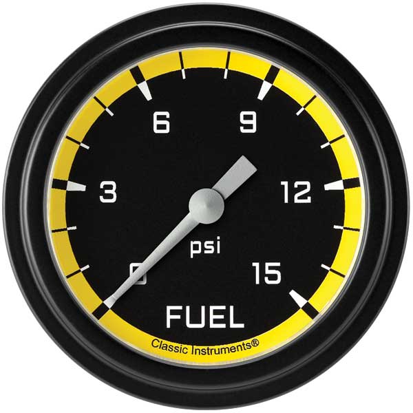 AX345YBLF - Classic Instruments AutoCross Gray Fuel Pressure Gauge 15PSI