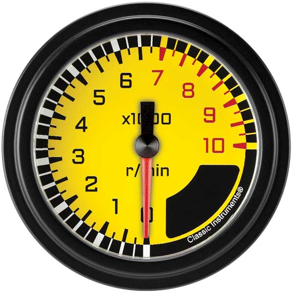 AX383YBLF - Classic Instruments AutoCross Yellow Tachometer