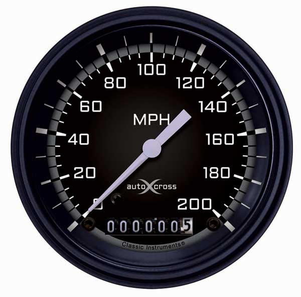 AX57GBLF - Classic Instruments AutoCross Gray Speedometer 200 MPH