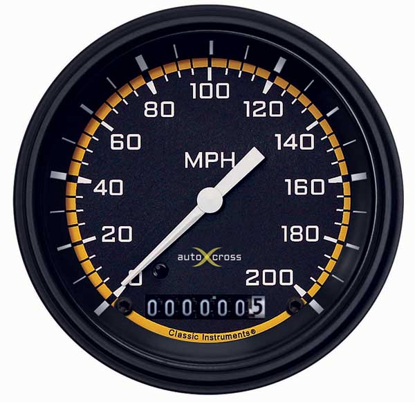 AX57YBLF - Classic Instruments AutoCross Yellow Speedometer 200 MPH