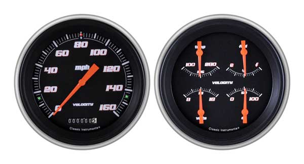 CH51VSB52 - Classic Instruments 1951-52 Chevy Car Package Velocity Black Series Speedometer Quad