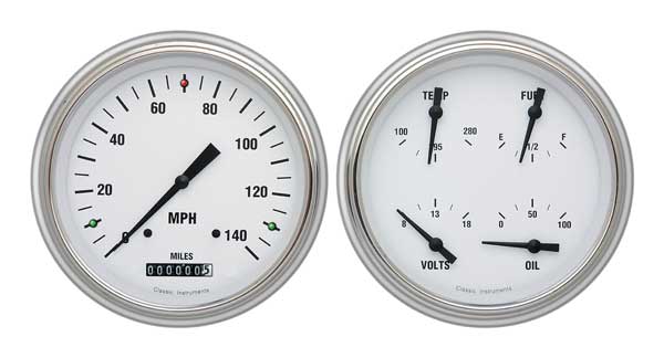 CH51WH52 - Classic Instruments 1951-52 Chevy Car Package White Hot Speedometer Quad