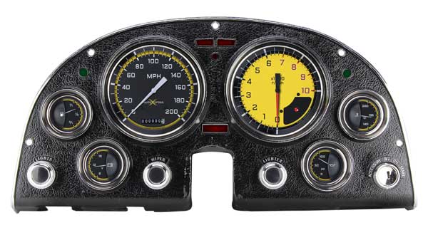 CO63AXY - Classic Instruments '63-'67 Corvette Package AutoCross Yellow Speedometer Tachometer Fuel Temperature Volts Oil Pressure Gauges